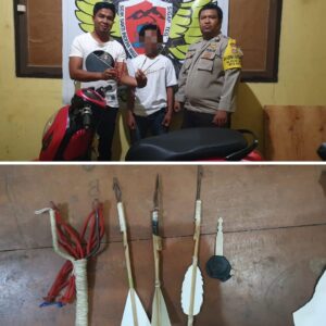 Hendak Tawuran, Pelajar Pemilik Panah Ini Langsung Disergap Personel Polsek Belo