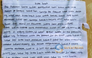 Harunya Surat Anak Madrasah: “Terima Kasih Pak Prabowo, Makanannya Bergizi dan Enak”