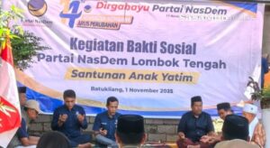 14 Tahun Partai NasDem, DPD Loteng Gelar Santunan Anak Yatim dan Salurkan Kursi Roda